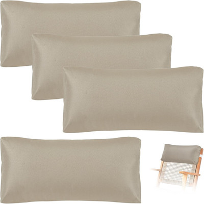 4Pcs Adjustable Outdoor Lounge Chair Pillows with Headrest - Khaki
