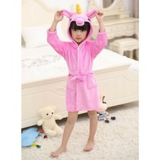 Girls 3D Animal Unicorn Cerise Bathrobe Dressing RobeFleece Nightwear 2-13 Year