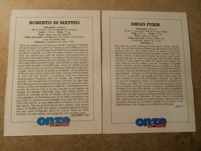 8 Cartes Rookies Rares ONZE MONDIAL - Nesta, Nedved, Fuser, Lazio Roma (JT29)