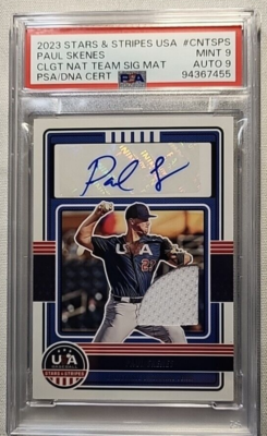 PAUL SKENES ROOKIE AUTO PATCH! PANINI USA NATIONAL. POP1 DUAL 