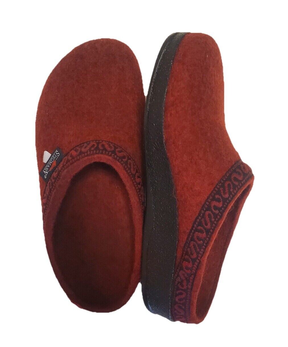 SAOLA Stegmann zoccolo donna lana poli suola rosso mattone taglia 6 5