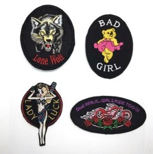 long wolf bad girl lucky lady girl ride too iron on patch