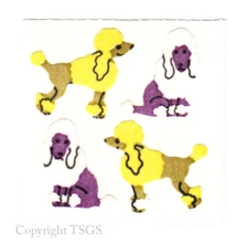 Vintage 80's Great Seven 7 FUZZY Poodle Dogs Sticker Mod