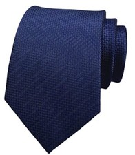 Men's Plaid Check Stripe Ties Pattern Business Formal One Size Navy Blue