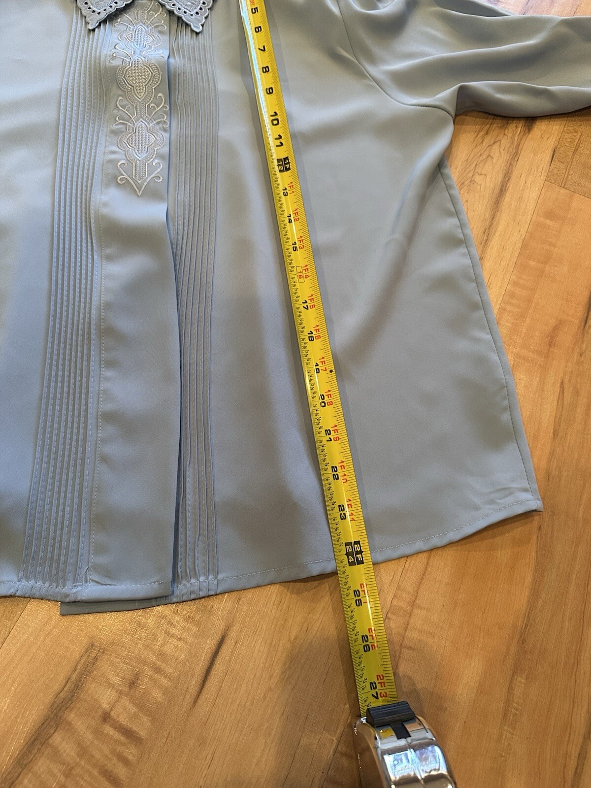 SAINT LAURENT Yves St. Clair Petites blusa vintage donna taglia 12P blu