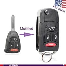 Modified Flip Remote Key Case Shell For Chrysler Dodge Jeep 4 Buttons KOBDT04A