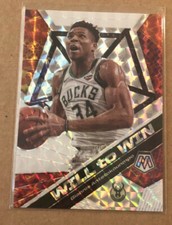 Giannis Antetokounmpo 2019-20 Panini Mosaic Basketball Will to Win Silver Prizm