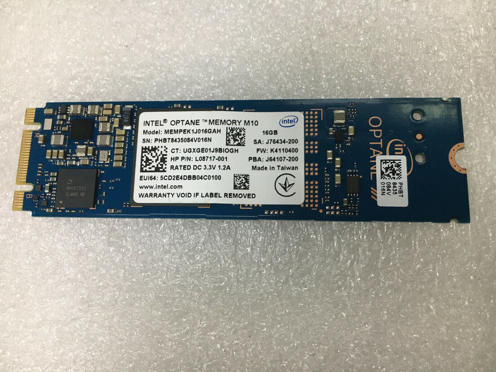 Intel Optane Memory M10 MEMPEK1J016GAH16GB NVMe PCIe M.2 2280 HP P/N L08717-001 
