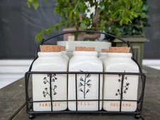 Rae Dunn Spice Rack and Jars Set Of 6 Cork Tops Artisan Collection by Magenta