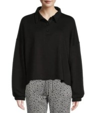 Women's Secret Treasures Sleepwear PJ Henley Top Shirt Black Small 4-6 NWT