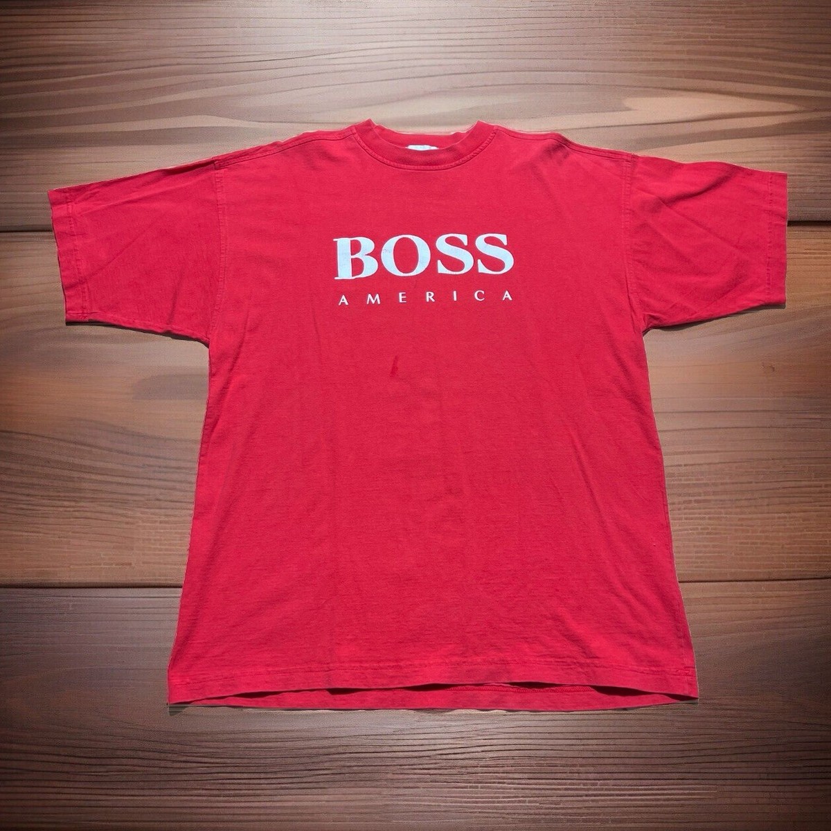 Hugo Boss America Shirt Big Logo Blue Hip Hop Men's XL Vintage 90s