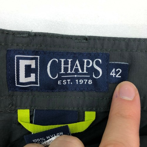 Chaps Cargo Shorts Mens 42 Gray Waist Belt Nylon Softshell Flat Front Casuals - Picture 2 of 8