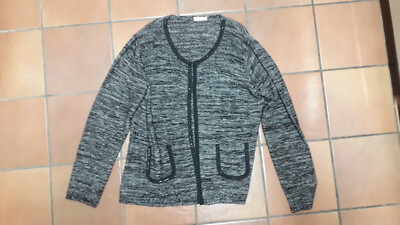 Strickjacke, Damen, Gr. 48, festliche Jacke mit Silberfäden,