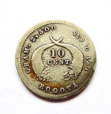 COLOMBIA - BOGOTÁ 10 CENTAVOS 1879, PLATA .835, TONO CLARO, ESCASO, KM#175