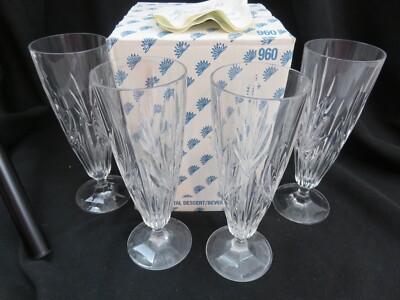 Princess House Royal Highlights 4 Lead Crystal Dessert/Beverage Stemware Glasses