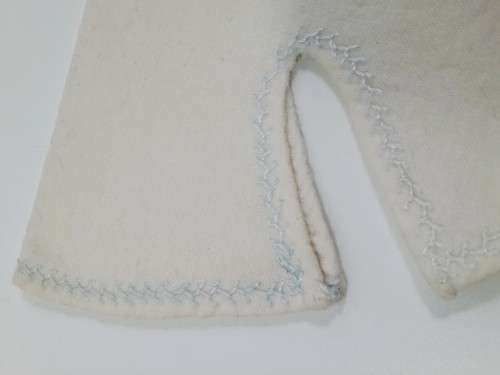 White Flannel & Blue Trim Doll Jacket-vtg - Picture 6 of 8