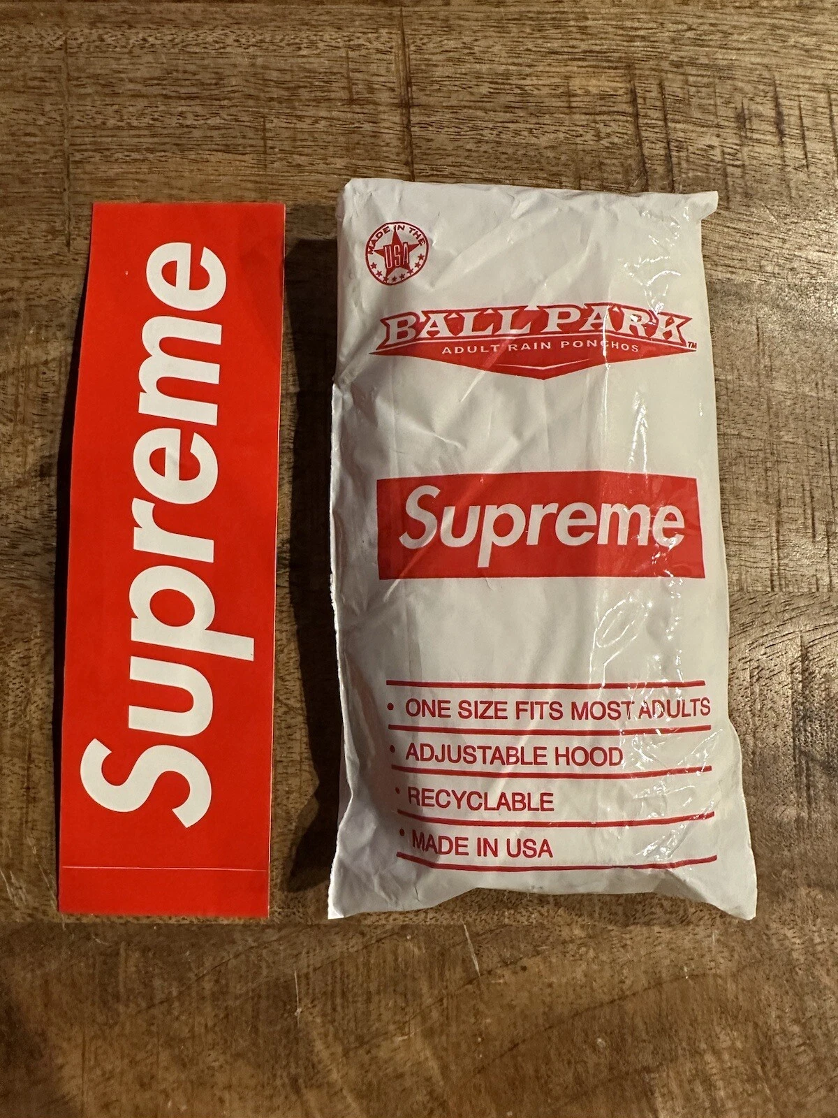 Supreme Ballpark Poncho Box logo SS20 *Neuf dans son sac lot blanc X2