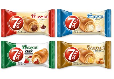 7Days Soft Croissant Variety Chocolate Vanilla Strawberry Caramel (Pack of 24)