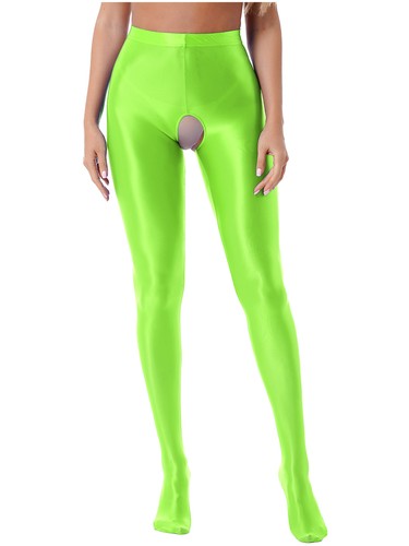 Damen Wetlook Strümpfe Schritt offen High Waist Glanz Fuß Strumpfhose Pantyhose - Bild 41 von 118