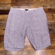 Saks Fifth Avenue Linen Shorts Mens 38 Blue White Striped 