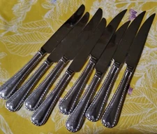 Reed & Barton Stainless 18/10 Wakefield Rope Edge Knives Set Of 8