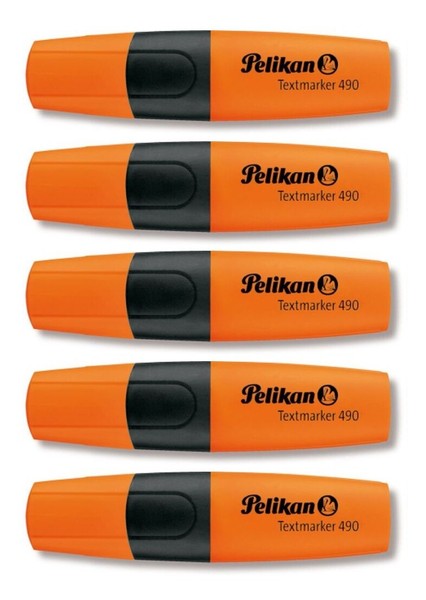 5 X Pelikan Textmarker Leuchtmarker Highlighter 490 Marker 2 -5Mm Orange-image