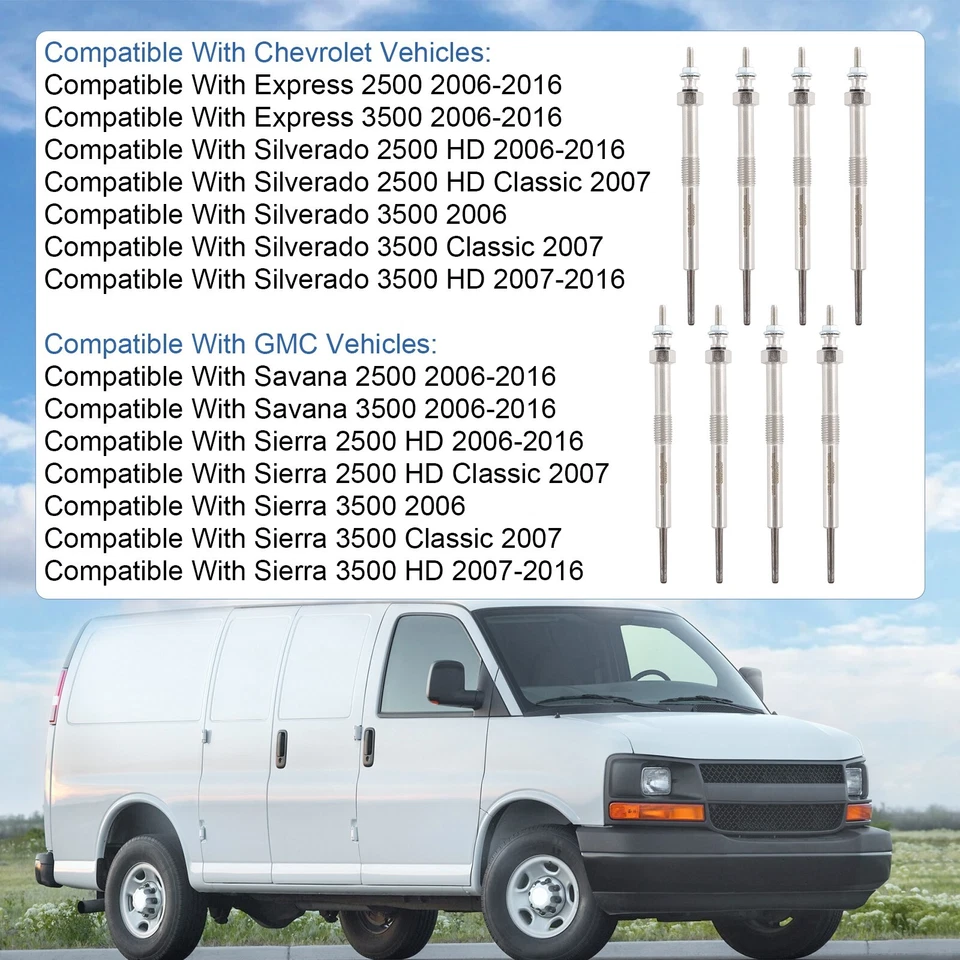 Vela de brilho 8 peças 12639701 9G para LMM LML LBZ Silverado Sierra Duramax 6,6L - Imagem 2 de 4