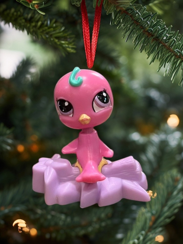 Ornament Littlest Pet Shop LPS PINK BIRD PARAKEET 2009 Figure Figurine Charm 3”