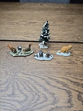Lemax Village Woodland Animals #12516 Rabbitt Fox Tree Squirrel Figurine