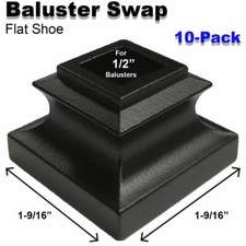 Baluster Swap Flat Shoes for Metal Balusters 10-Pack NO Screw Satin Black 