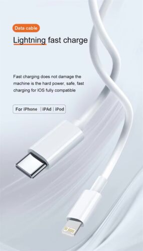 Per iPhone 14 13 12 11 Pro XR XS Ricarica Rapida 20W USB-C Cavo Caricatore PD-1M - Foto 17 di 21