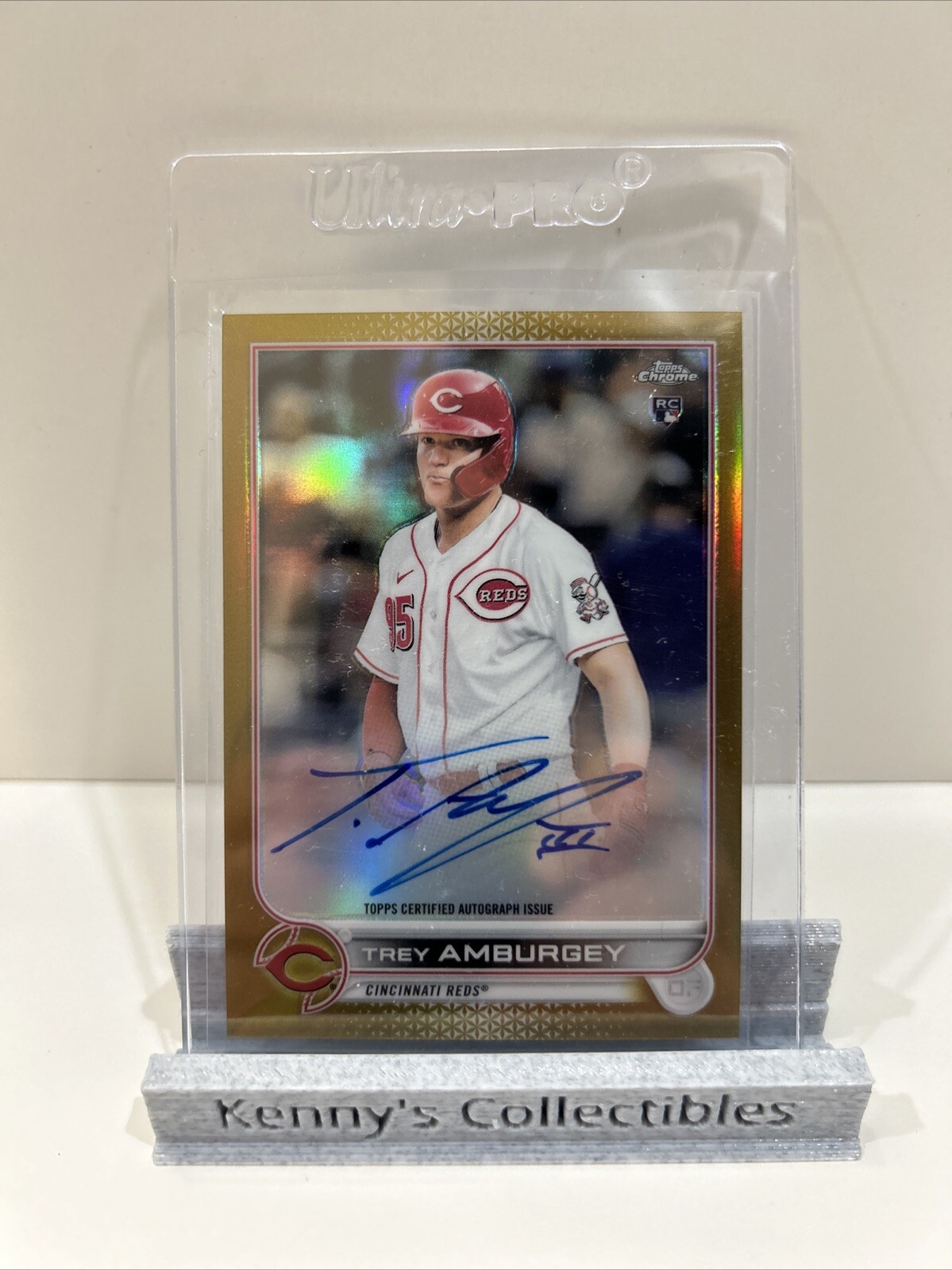 2022 Topps Chrome Trey Amburgey RC Gold Refractor Auto Autograph 43/50 Reds