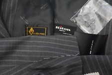 Kiton Napoli Vicuna Blend Gray Striped 2 Pc Suit Jacket Pants 50L US NWT
