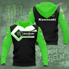 Glowing Kawasaki 3D Hoodie with Neon Green Artwork and Distressed Design