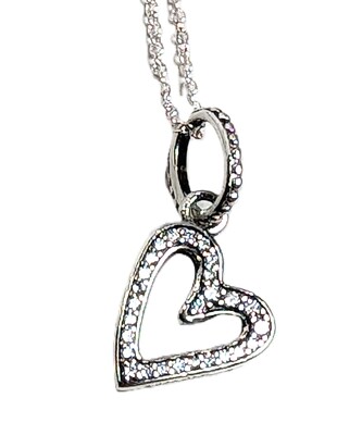 Authentic Pandora Pendant Necklace, Sparkling Freehand Heart