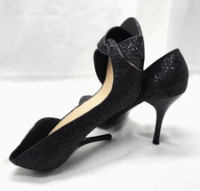 TOP Moda Sexy Black Elegant Rhinestone 4.5 in High Heels Peep Toe Size 9