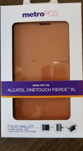 Metro PCS Alcatel ONETOUCH Fierce XL Folio Wallet With Wristlet Camel Color - Photo 1 sur 6