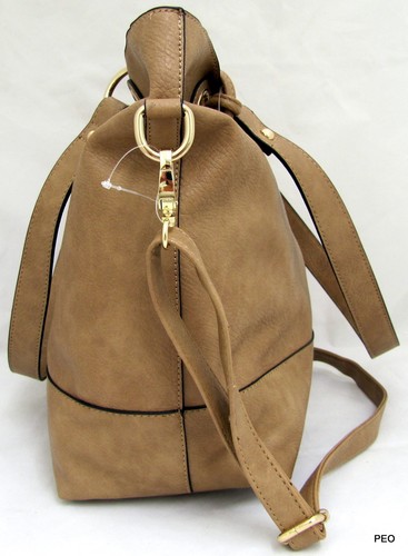 PERLINA New York City Tan Crossbody Purse Satchel Handbag Scarf and Wristlet New - Picture 6 of 12