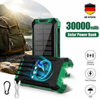 Externer Powerbank 30000mAh Wireless Wasserdicht LED-Taschenlampe Schnellladung