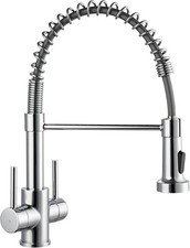 Quality Kitchen Taps with Pull Out Spray Dual Lever Kitchen Tap Chrome Sink Mixe