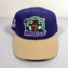 Minnesota Moose IHL Hockey Pro Line Snapback Hat Rare Colorway Purple Tan