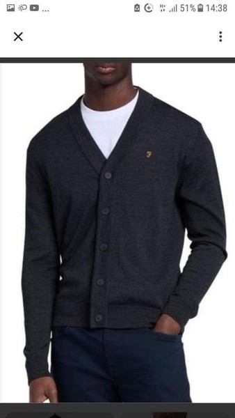 Men Farah Sweater Black Acrylic 40 /L / 48
