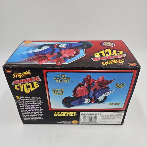 VINTAGE 1998 Toy Biz Spider-Man SPIDER CYCLE con veicolo figurina 5" nuovo con scatola - Foto 10 di 13
