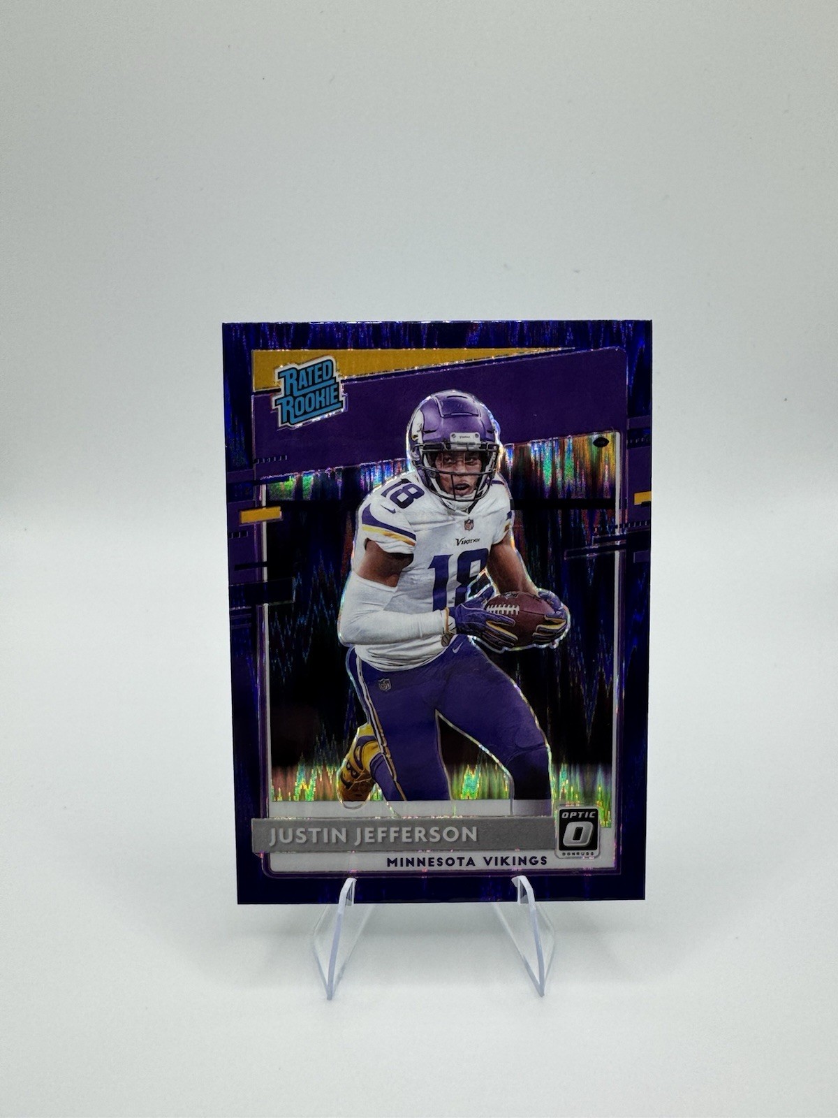 2020 Donruss Optic - Rated Rookies Justin Jefferson #163 Purple Shock Prizm (RC)