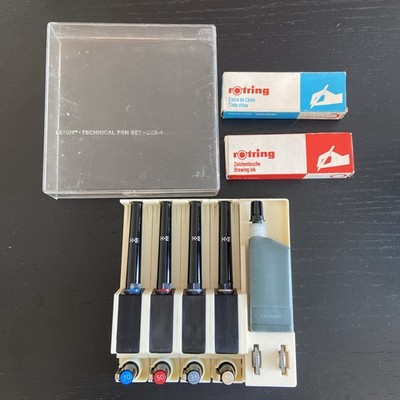 Vintage Leroy Keuffel & Esser Technical Pen Set K&E und ROtring Ink 