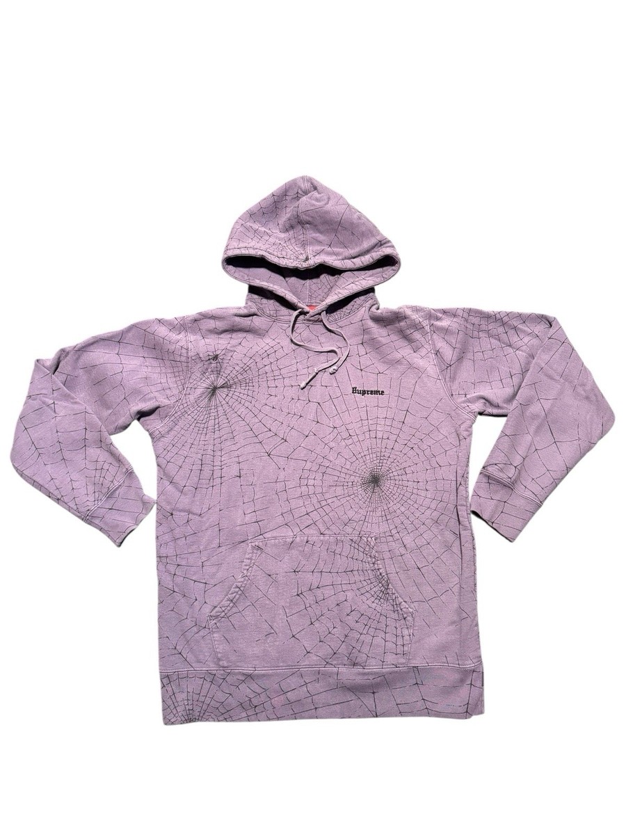 Supreme Spiderweb Hooded Sweatshirt FW16 Purple Hoodie Size Large