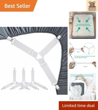 Heavy Duty Bed Sheet Holders with Adjustable Straps - Set of 4 For Smooth Sheets