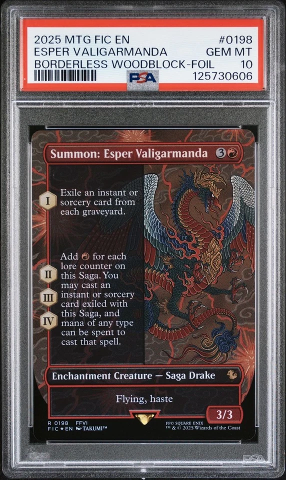 Summon: Esper Valigarmanda (Borderless Foil) - #198 - Final Fantasy - PSA 10 - Image 2 of 3