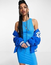 ASOS Ribbed Racer Mini Dress Size 6 Petite Blue NWT