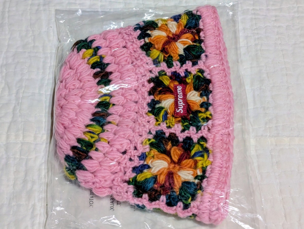 NEW Supreme Beanie SS25 Crochet Pink Brand New Sealed IN HAND